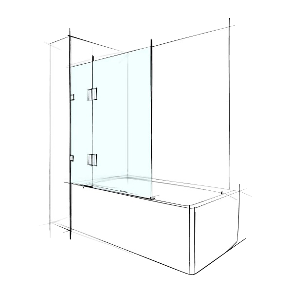 Custom Frameless Bathscreen Fixed & Swing Panel