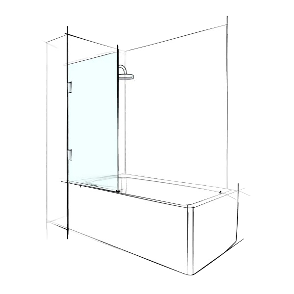 Custom Frameless Bathscreen Swing Panel (From Wall)