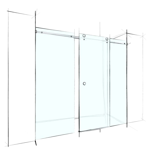 Custom Frameless Sliding Wall-To-Wall (3 Panels)