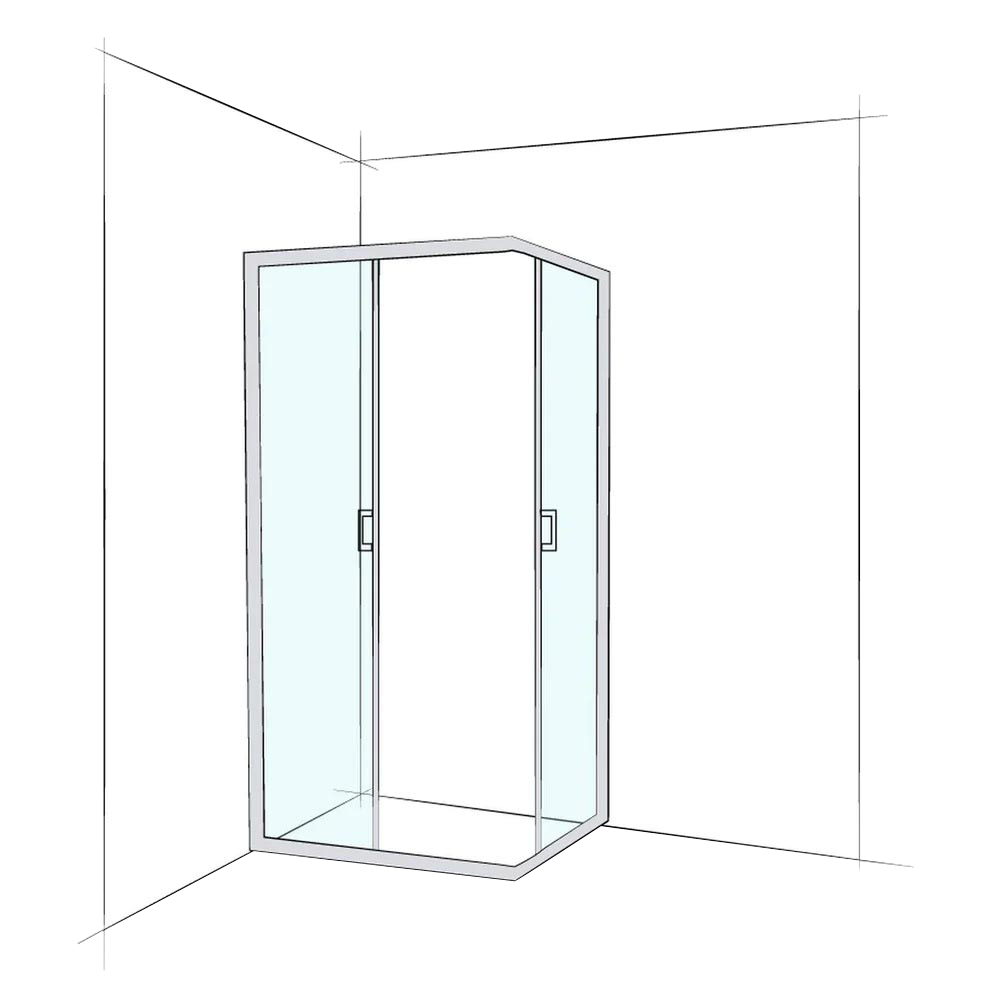 Custom Semi-Frameless Corner Set-In (2 Door Sliding)