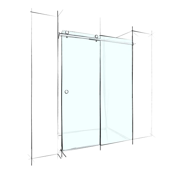 Custom Frameless Sliding Wall-To-Wall (2 Panels)