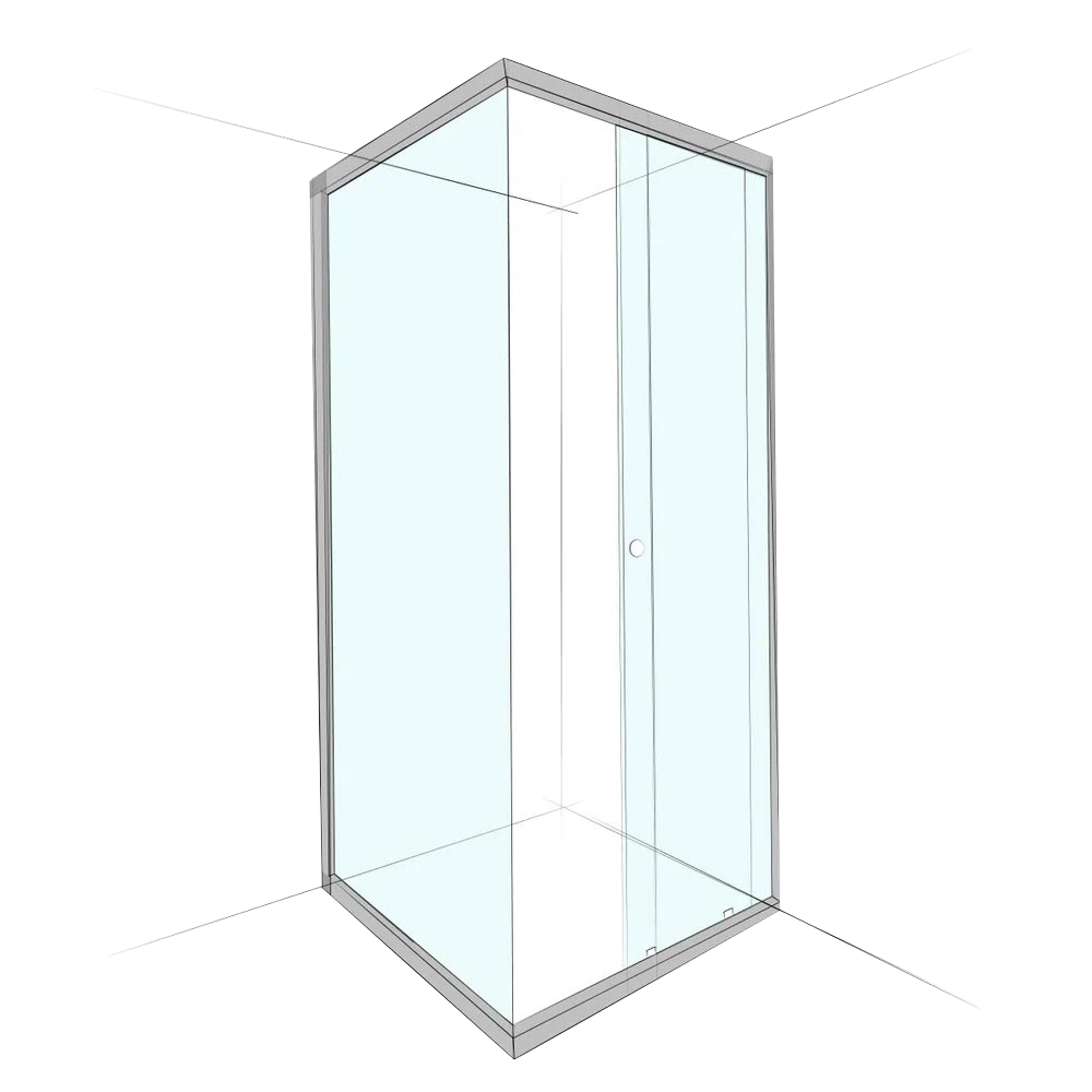 Custom Semi-Frameless Corner Set-In (1 Door Sliding)
